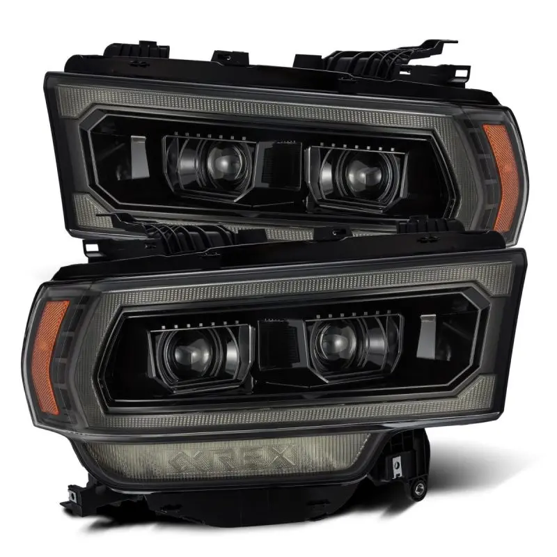 Alpharex 19-21 Ram 2500 Pro-Series Projector Headlights Plank Style Alpha Black W/Activation Light 1