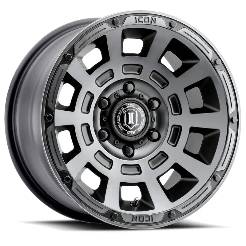Icon Thrust 17X8.5 6X135 6Mm Offset 5In Bs Smoked Satin Black Tint Wheel 1