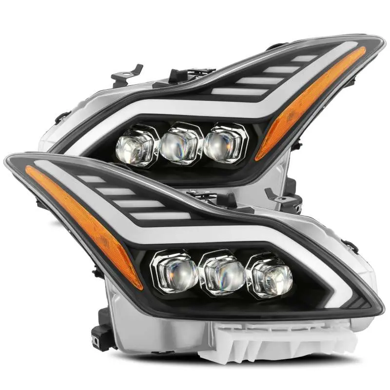 Alpharex 08-13 Infiniti G37 Nova Led Projector Headlights Plank Style Design Matte Black 1