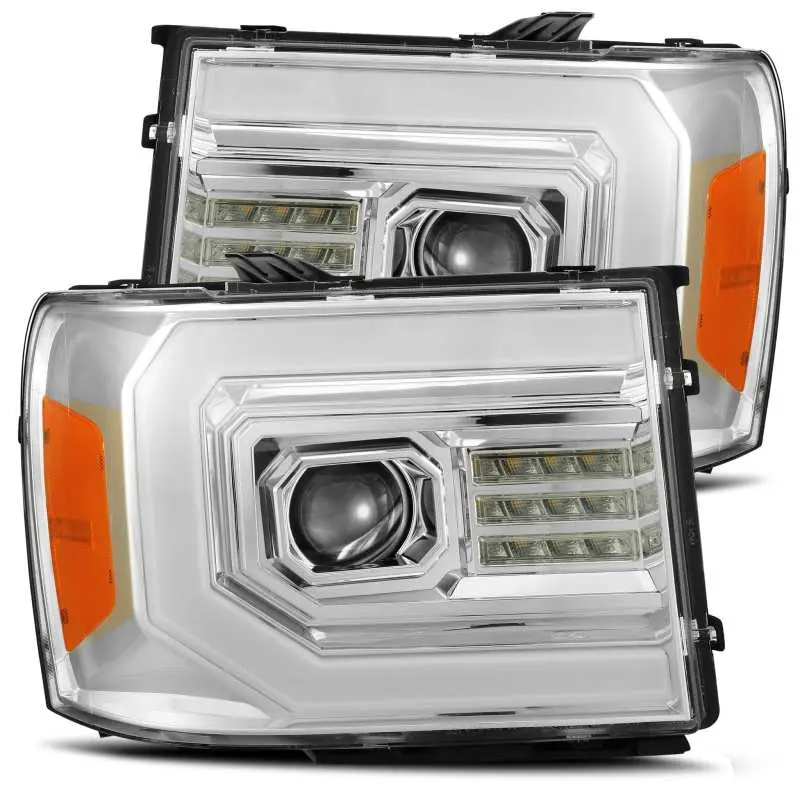 Alpharex 07-13 Gmc 1500Hd Pro-Series Projector Headlights Plank Style Chrm W/Activ Light/Seq Signal 1