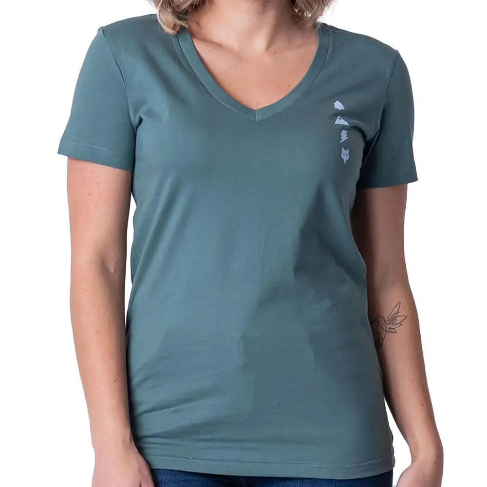 Fox Women's Raised From Dirt V-Neck Ss Tee (Gunmetal) 1