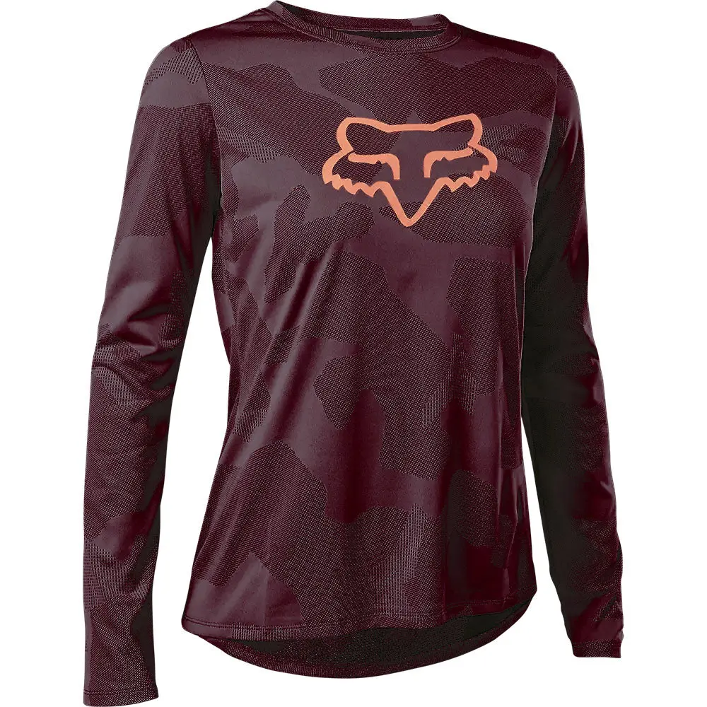 Fox Women's Ranger Long Sleeve Mtb Jersey (Dark Maroon) 1