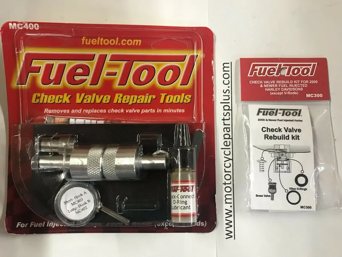 Fuel Tool Harley Check Valve Tool + Rebuild Kit Combo – Mc400 & Mc300 – Fits 2001‑2025 Harley‑Davidson (Except V‑Rod) 1