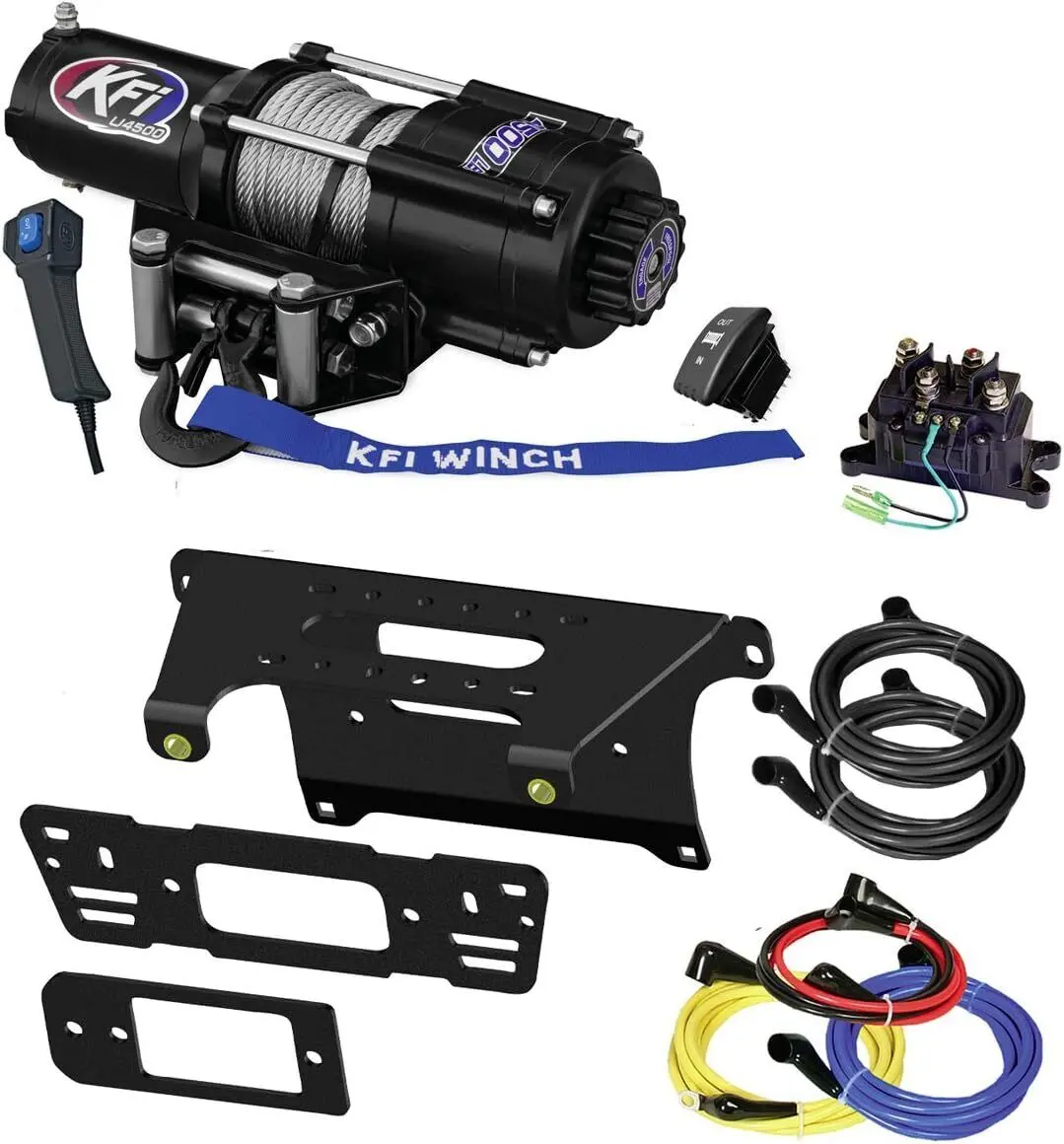 Kfi 4500‑Lb Winch & Mount Combo Kit – Fits Polaris Ranger Xp 900 / Xp 1000 / Crew / Diesel / Pro Xd (2013–2019) & Gravely Atlas Jsv – Complete Utv Winch Package 1