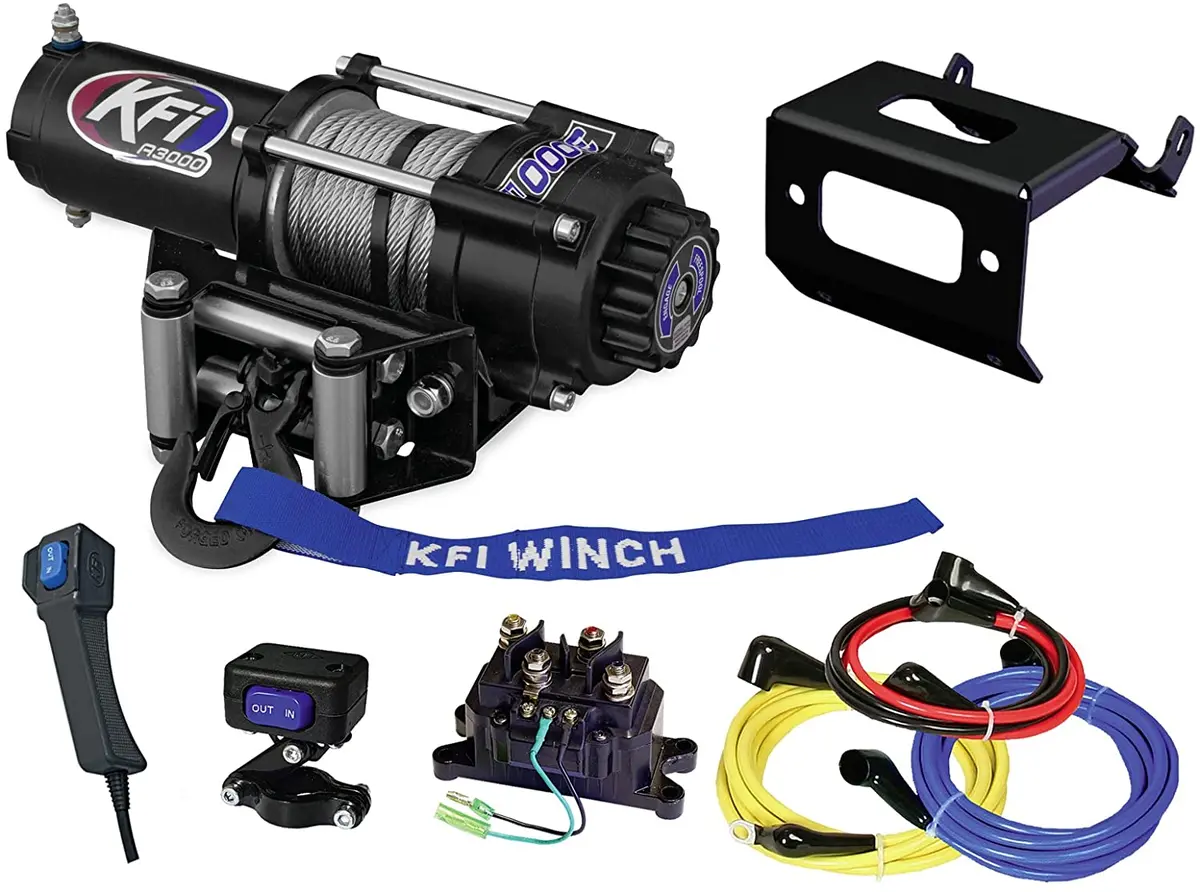 Kfi Combo Kit - A3000 3000 Lb Winch & Winch Mount - Compatible With Honda Rancher Trx420 Fm1/Fm2 1
