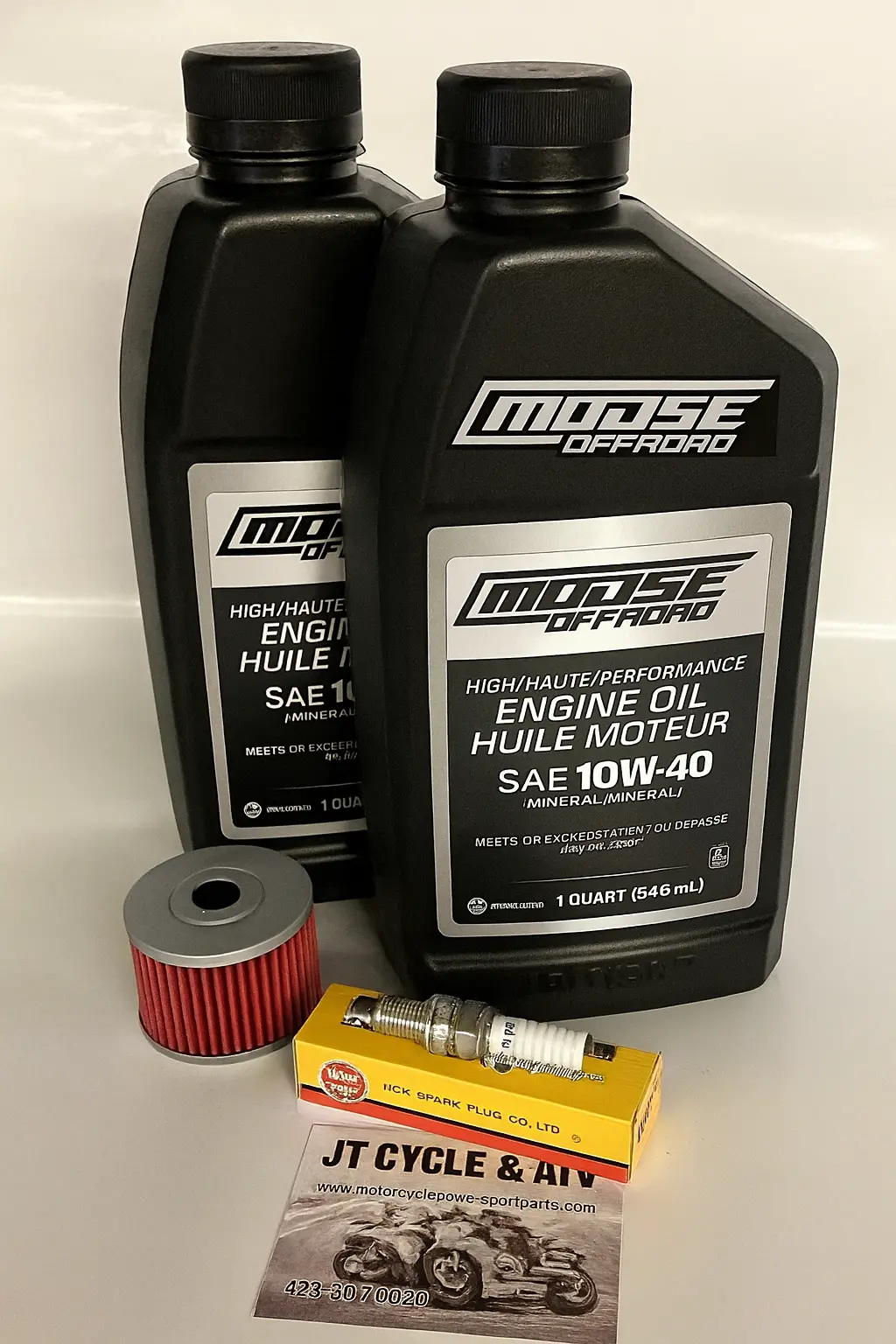 Kawasaki Klx140 Oil Change Tune‑Up Kit – Moose Offroad 10W‑40 + Ngk Cr7hsa Spark Plug + Oil Filter – Fits 2008‑Up 1
