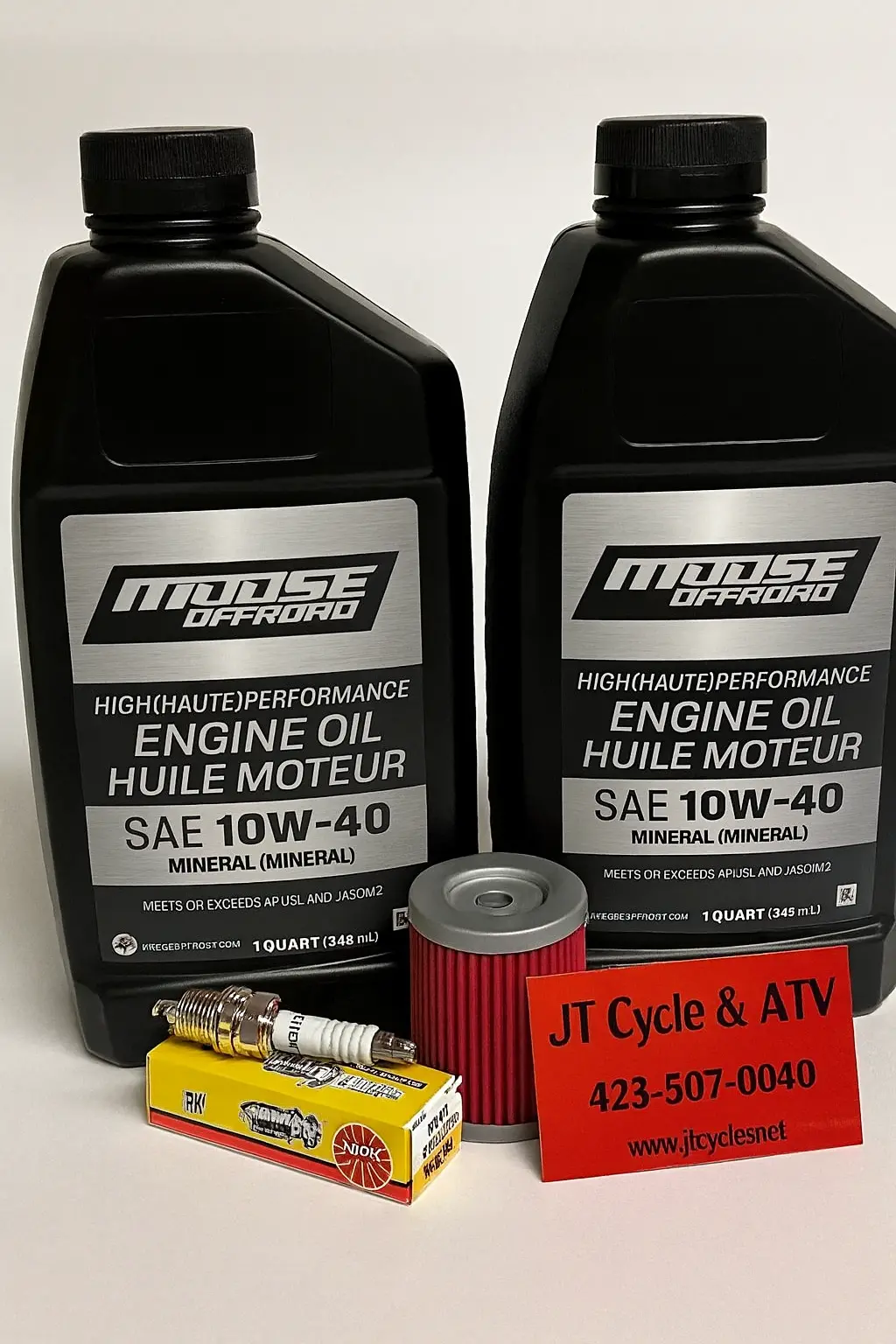 Suzuki Ltf160 / 160E Quadrunner & Quadsport (1989–2004) Oil Change & Tune‑Up Kit  Moose Offroad 10W‑40 + Ngk Spark Plug 1