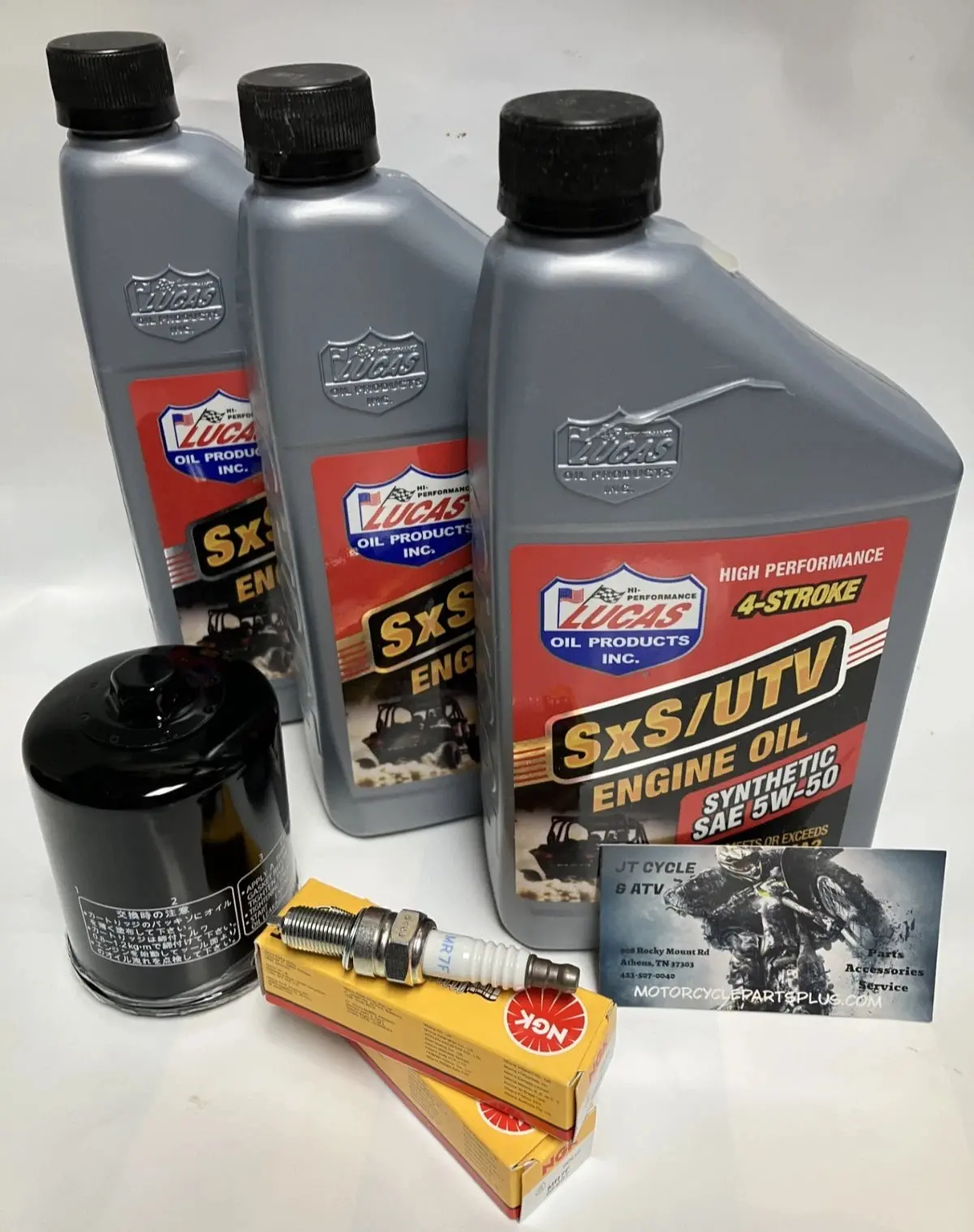 Polaris Rzr Xp 1000 Oil Change Tune Up Kit; 2014–2021 – Lucas 5W‑50 Full Synthetic + Hiflo Filter + Ngk Mr7f 1