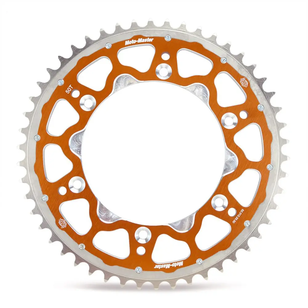 Moto-Master Fusion Dual Ring Rear Sprocket - 52T (Orange/Silver) Ktm125-450 1
