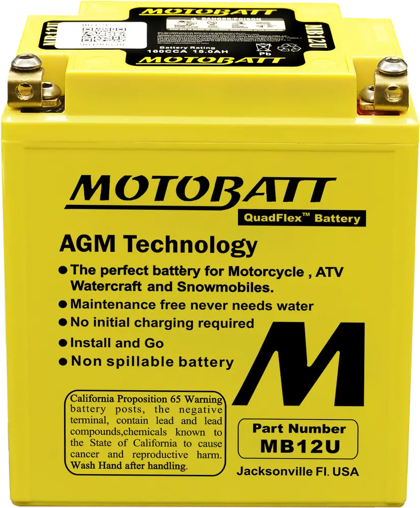 Motobatt Battery Mb12u Sealed Factory‑Activated Replaces: 12N12a‑4A‑1, Yb12a‑A, Yb12a‑B, Yb12al‑A, Yb12al‑A2, Yb12c‑A 1