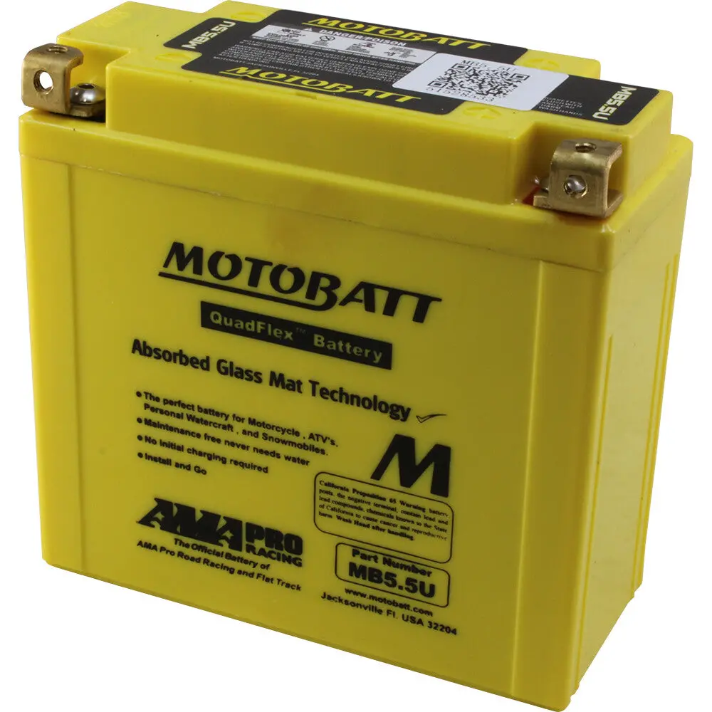 Motobatt Battery Mb5.5U Sealed Factory‑Activated Replaces: 12N5.5‑3B, 12N5.5‑4A 1
