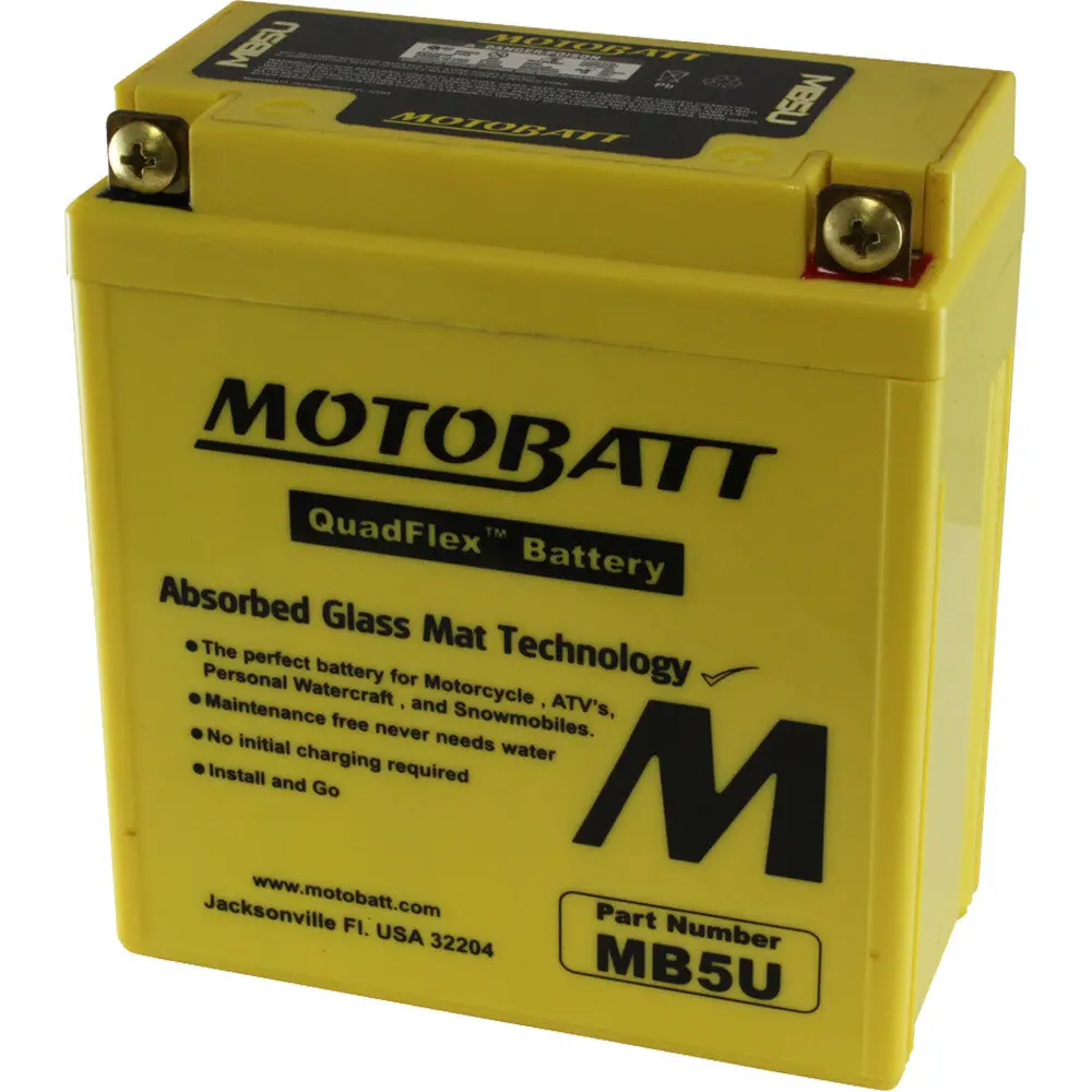 Motobatt Battery Mb5u Sealed Factory‑Activated Replaces: 12N5‑3B, Yb5l‑B 1