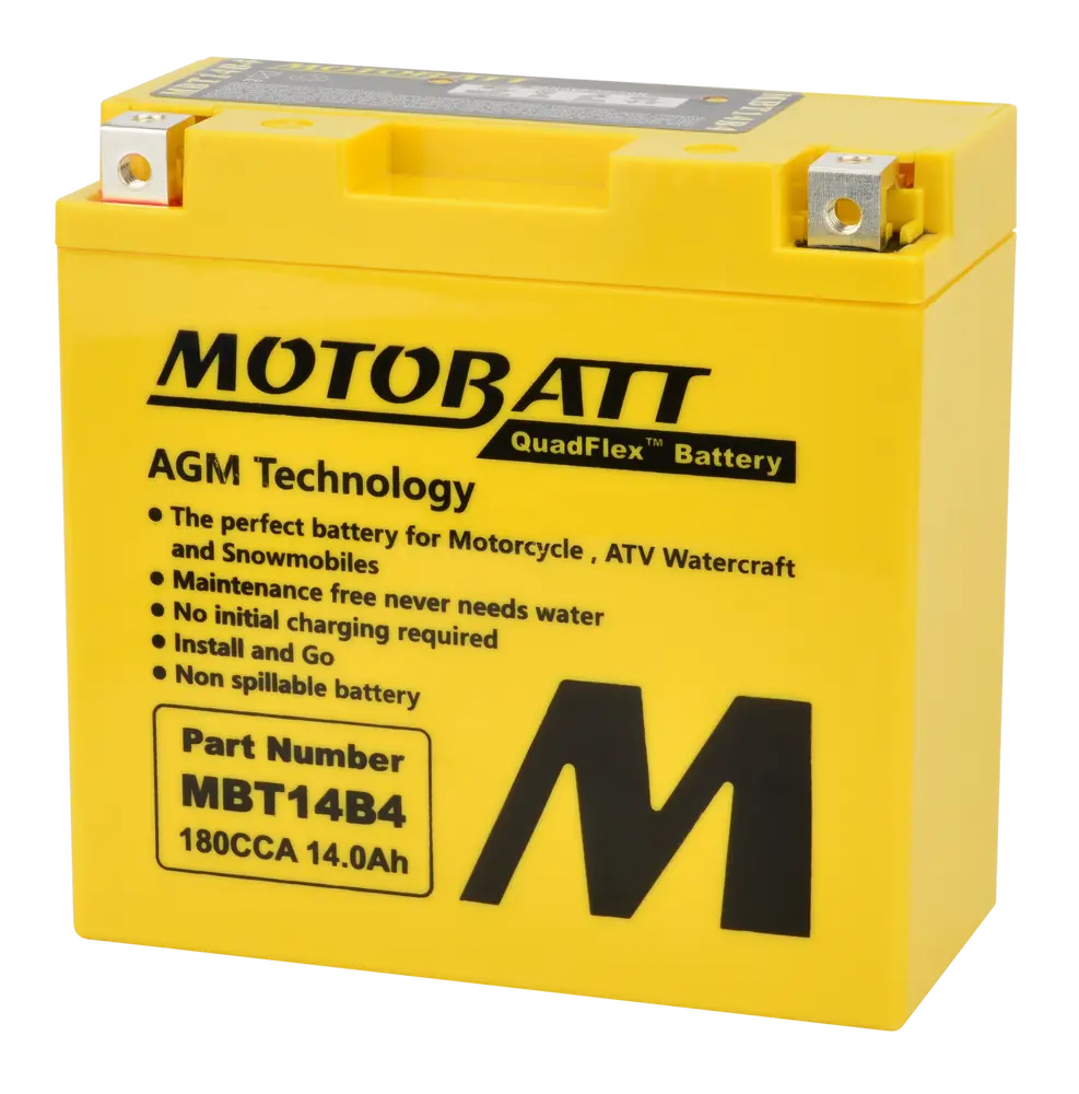 Motobatt Battery Mbt14b4 Sealed Factory‑Activated Replaces: Yt14b‑4, Yt14b‑Bs 1