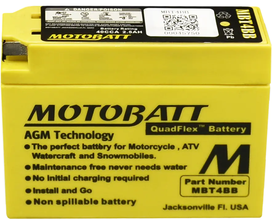 Motobatt Battery Mbt4bb Sealed Factory‑Activated Replaces: Yt4b‑Bs 1