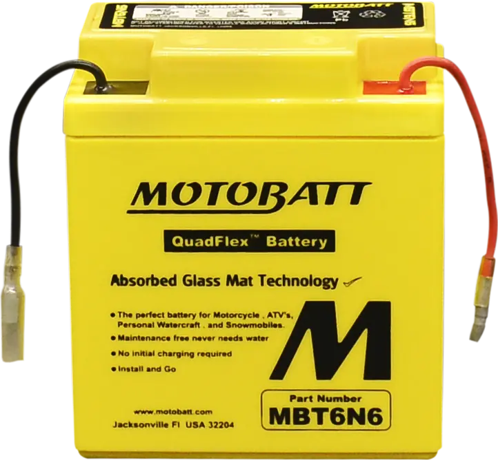 Motobatt Battery Mbt6n6 Sealed Factory‑Activated Replaces: 6N6‑1B, 6N6‑1D, 6N6‑1D‑2, 6N6‑3B, 6N6‑3B‑1 1