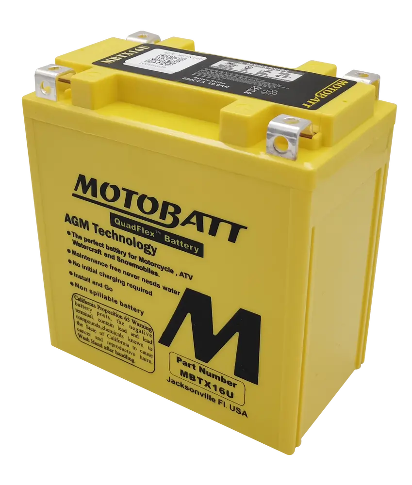 Motobatt Battery Mbtx16u Sealed Factory‑Activated Replaces: Ytx16‑Bs, Ytx16‑Bs‑1, Ytx20ch‑Bs 1