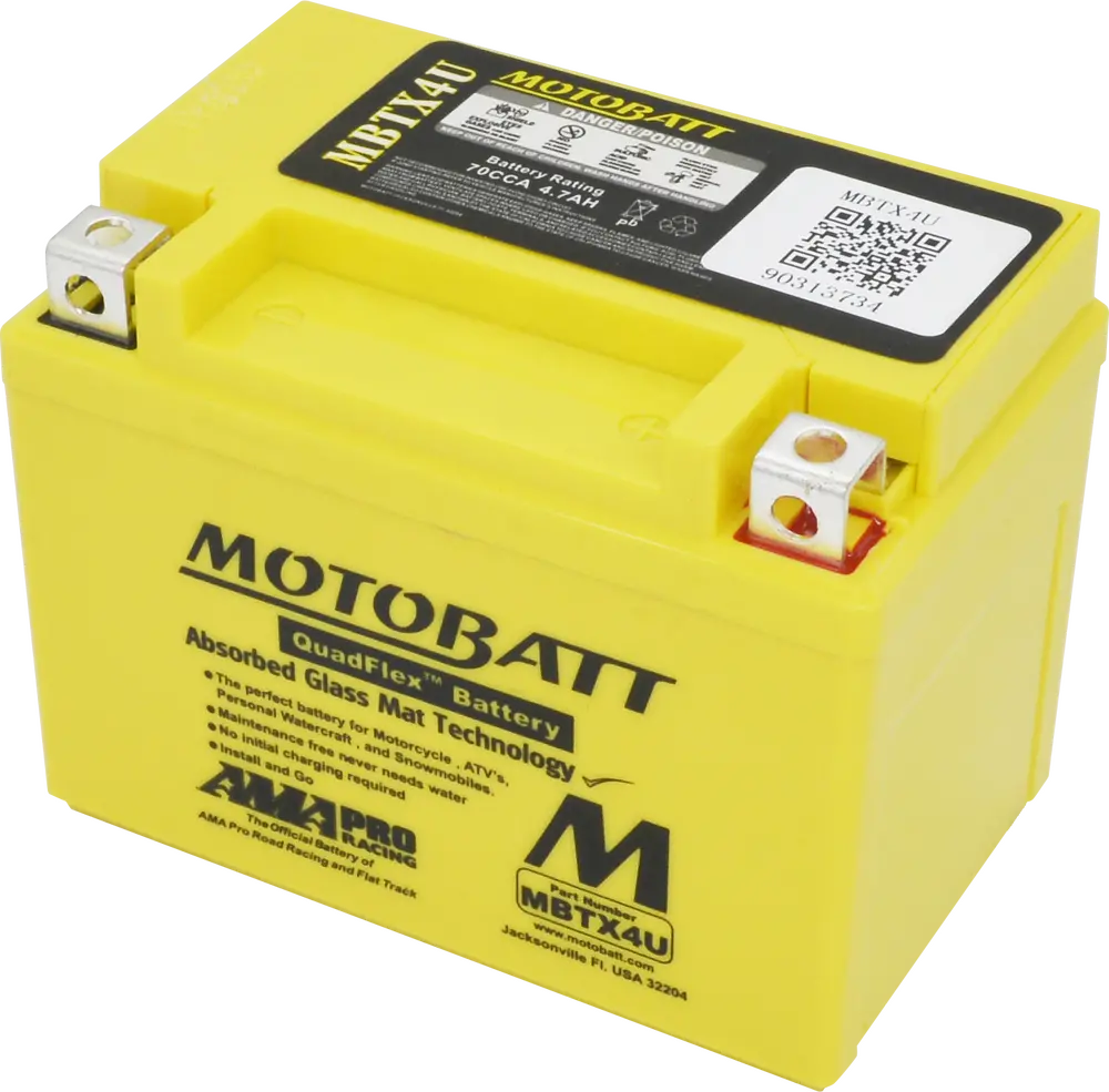 Motobatt Battery Mbtx4u Sealed Factory‑Activated Replaces: Yb4l‑A, Yb4l‑B, Yt4l‑Bs, Ytx4l‑Bs 1