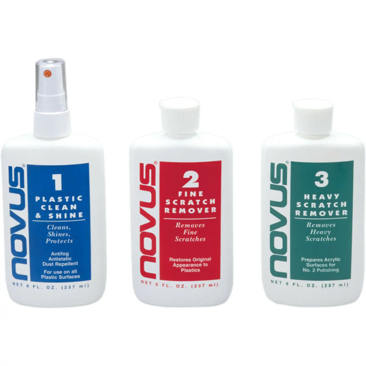Novus Plastic Polish Kit (1‑2‑3) – 8 Oz Bottles – Restores Windshields, Headlights, Cds, Dvds & Plastic Surfaces 1