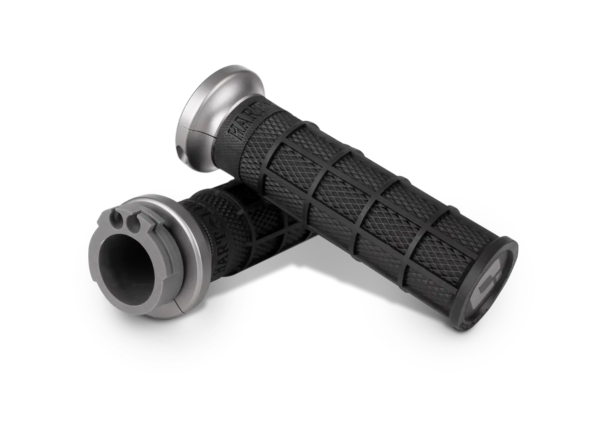 Odi Harley‑Davidson 1984+ Cable: V‑Twin Lock‑On™ Hart‑Luck Signature Full‑Waffle Grip Set – Made In Usa 1