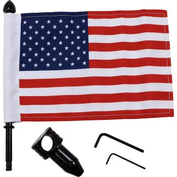 Pro Pad Saddlebag Bar Flag Mount – Fixed Upright – 7/8" Bar – 6" X 9" Usa Flag – Black Teflon 1