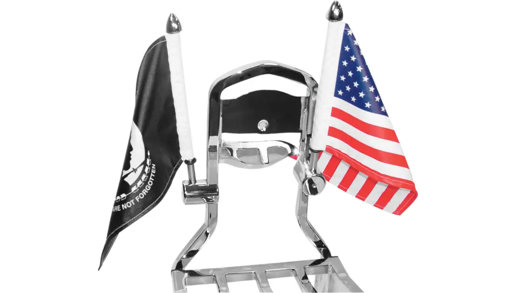 Square Sissy Bar Motorcycle Flag Mount Kit With 9-Inch Pole & 6X9-Inch Usa Flag For Sissy Bar 1