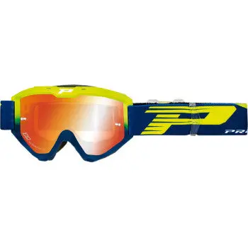 Pro Grip 3450 Fl Riot Goggles – Yellow Fluo/Navy – Orange Mirror Lens – Otg Off‑Road Atv Mx Snow Goggles 1