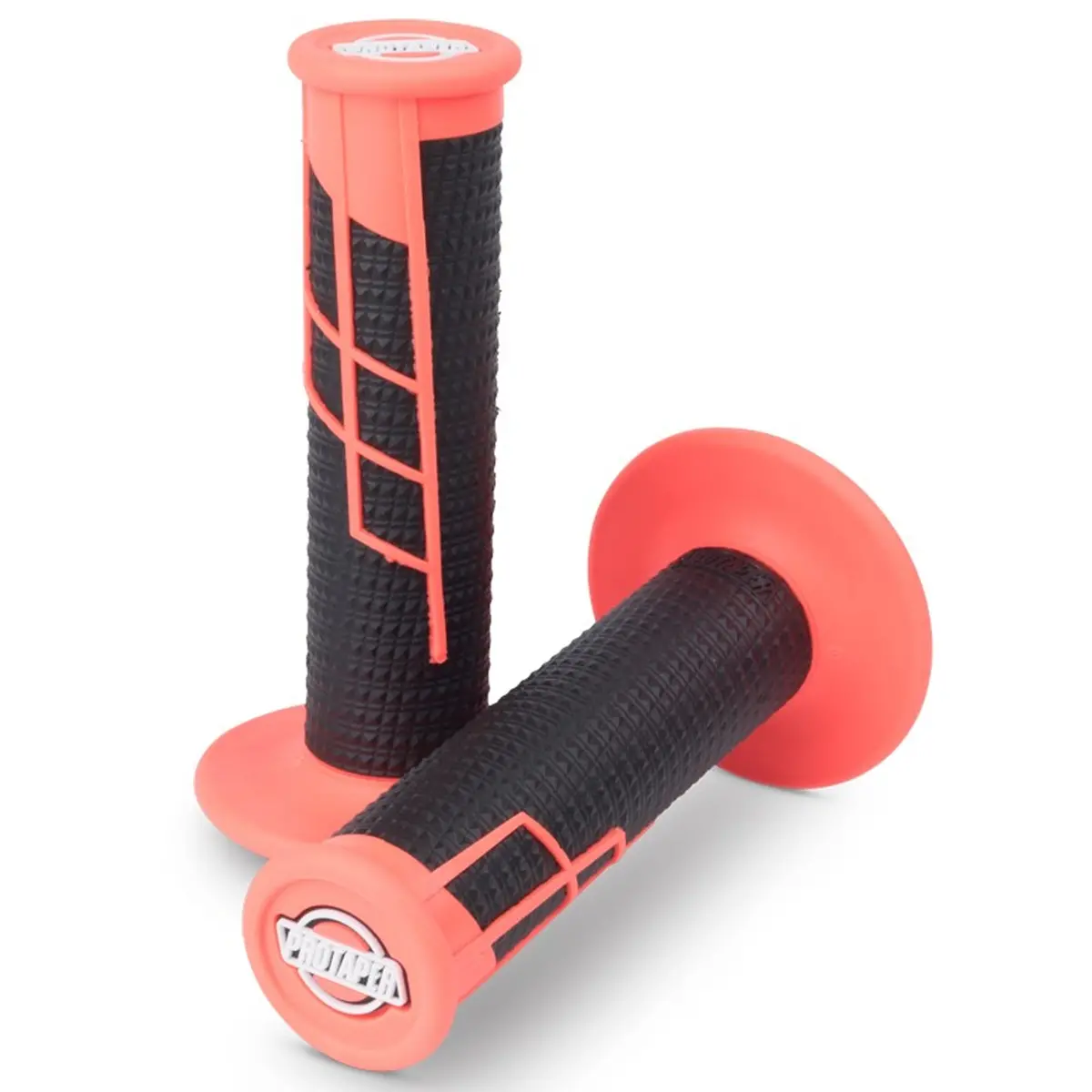 Protaper Clamp-On Half Waffle Grips (Neon Red/Black) 1