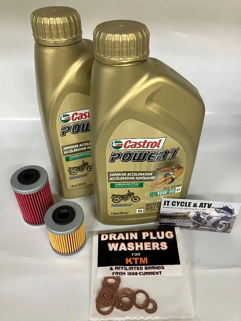 Ktm 690 Enduro Duke Smc 12‑22 Full Synthetic Oil Change Kit Castrol Power1 10W‑50 Filters Crush Washers Oem Spec Jaso Ma2 1