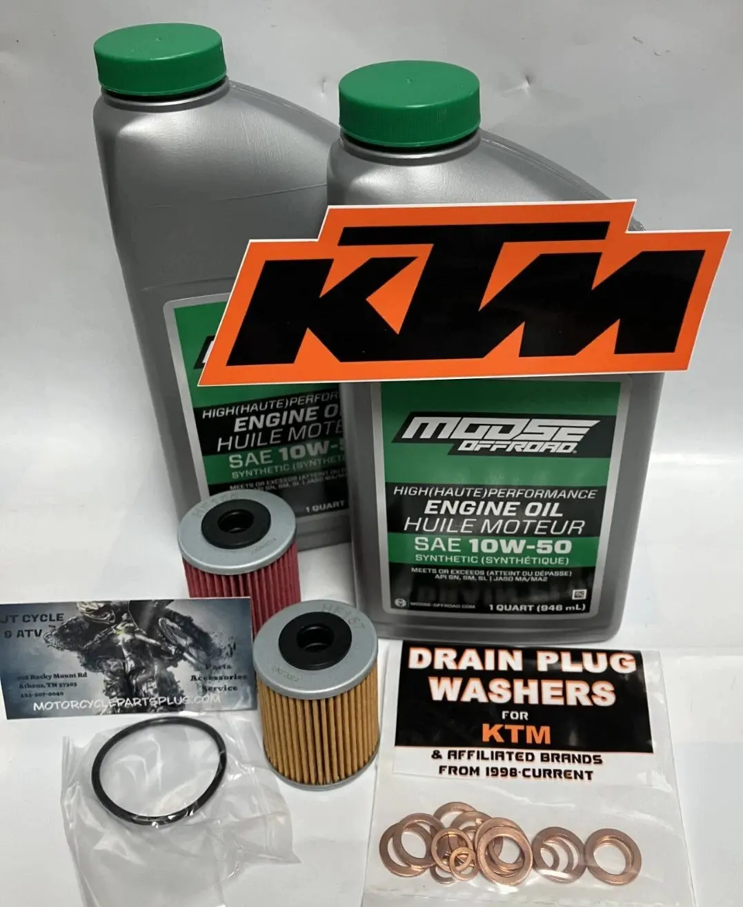 Ktm 400 / 450 / 520 / 525 / 560 / 625 / 660 / 690 Oil Change Kit  Full Synthetic 10W‑50 + Filters & Crush Washers  Moose Offroad 1
