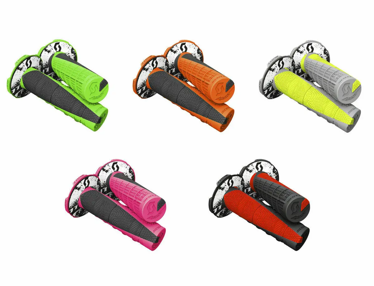 Scott Deuce Handlebar Grips With Donuts -Neon Colors- Dirt Bike Motocross Mx Twist Throttle 1