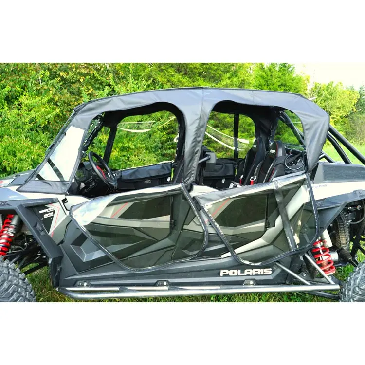 Seizmik Front & Rear Upper Soft Canvas/Vinyl Doors With Zipper – Fits Polaris Rzr 4 Turbo S (2019–2021) – Marine‑Grade Canvas & Aqua‑View Vinyl 1