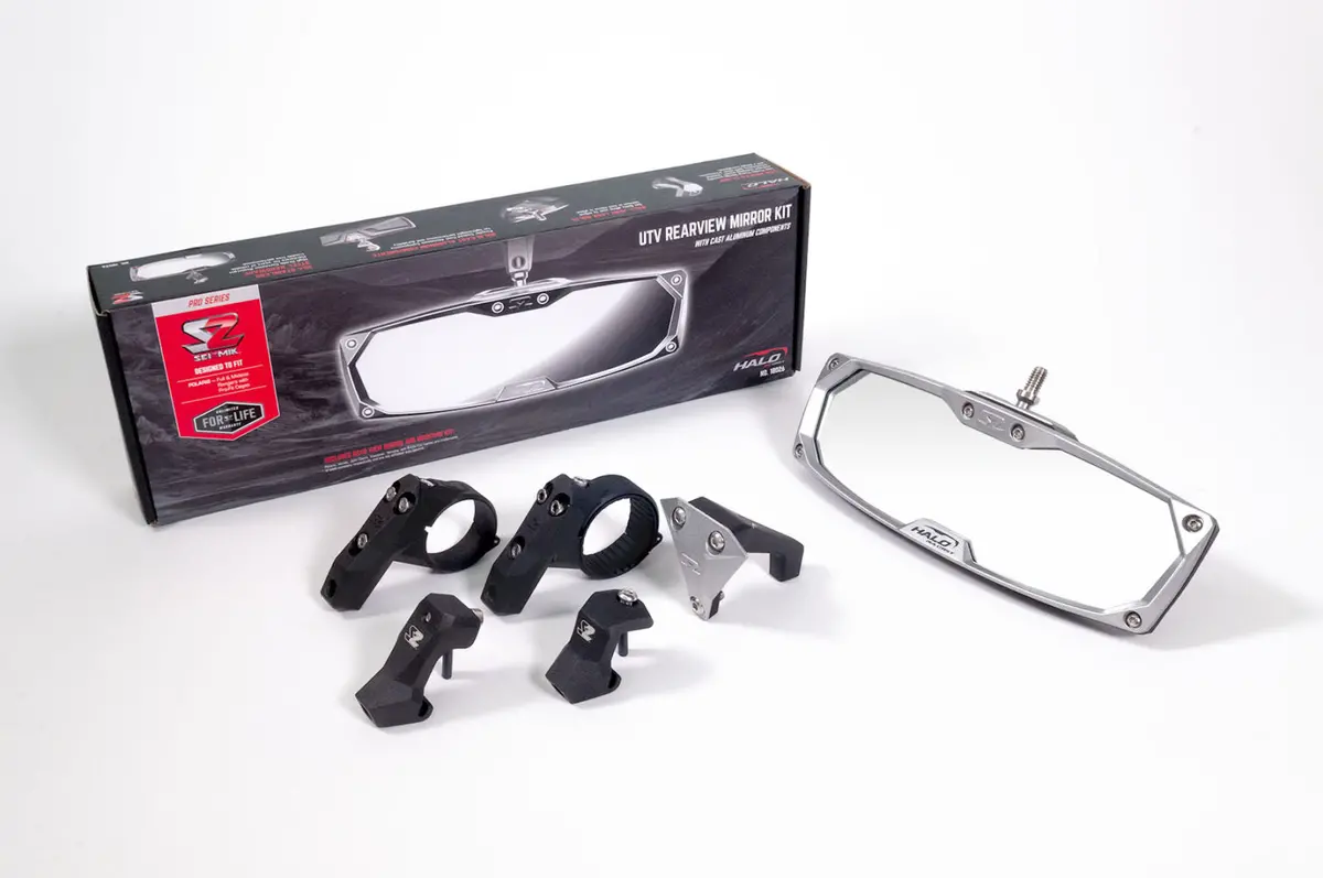 Halo-Ra Cast Utv Rearview Mirror With Cast Aluminum Bezel – 1.75″ Round Tube 1