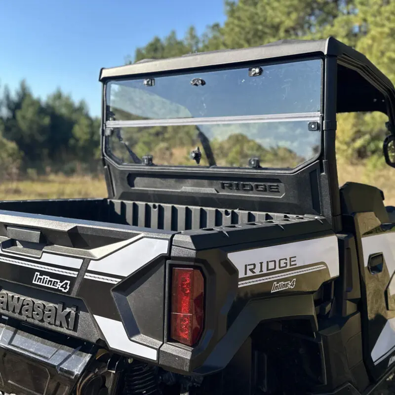 Seizmik Hard Rear Folding Windshield – Fits Kawasaki Ridge Ranch Edition – Uv‑Resistant .210" Polycarbonate, Full‑To‑Half Folding Rear Panel 1