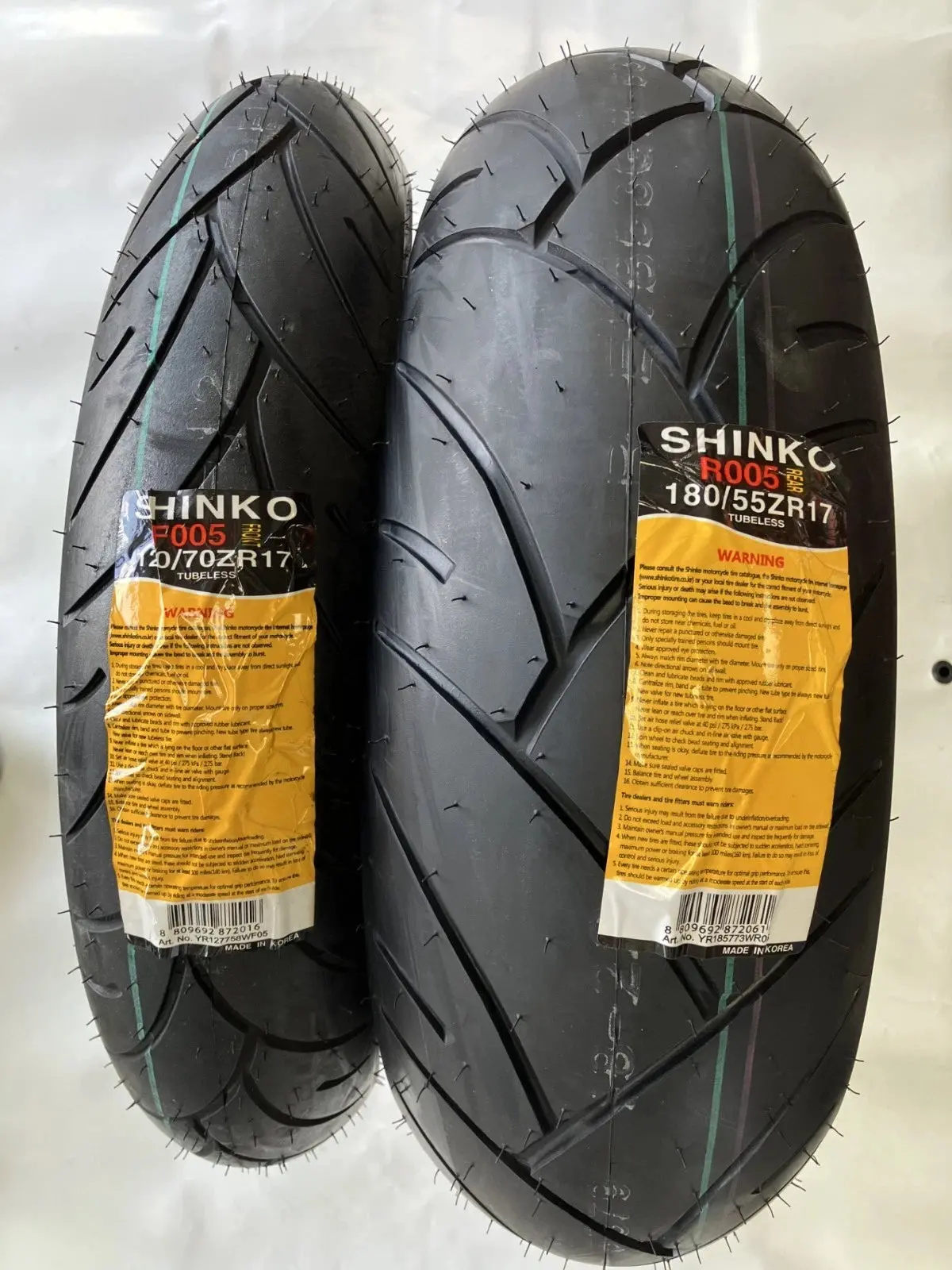 Shinko 005 Advance Tire Set 120/70Zr17 Front & 180/55Zr17 Rear  Sport Bike Tires  Zr‑Rated 1