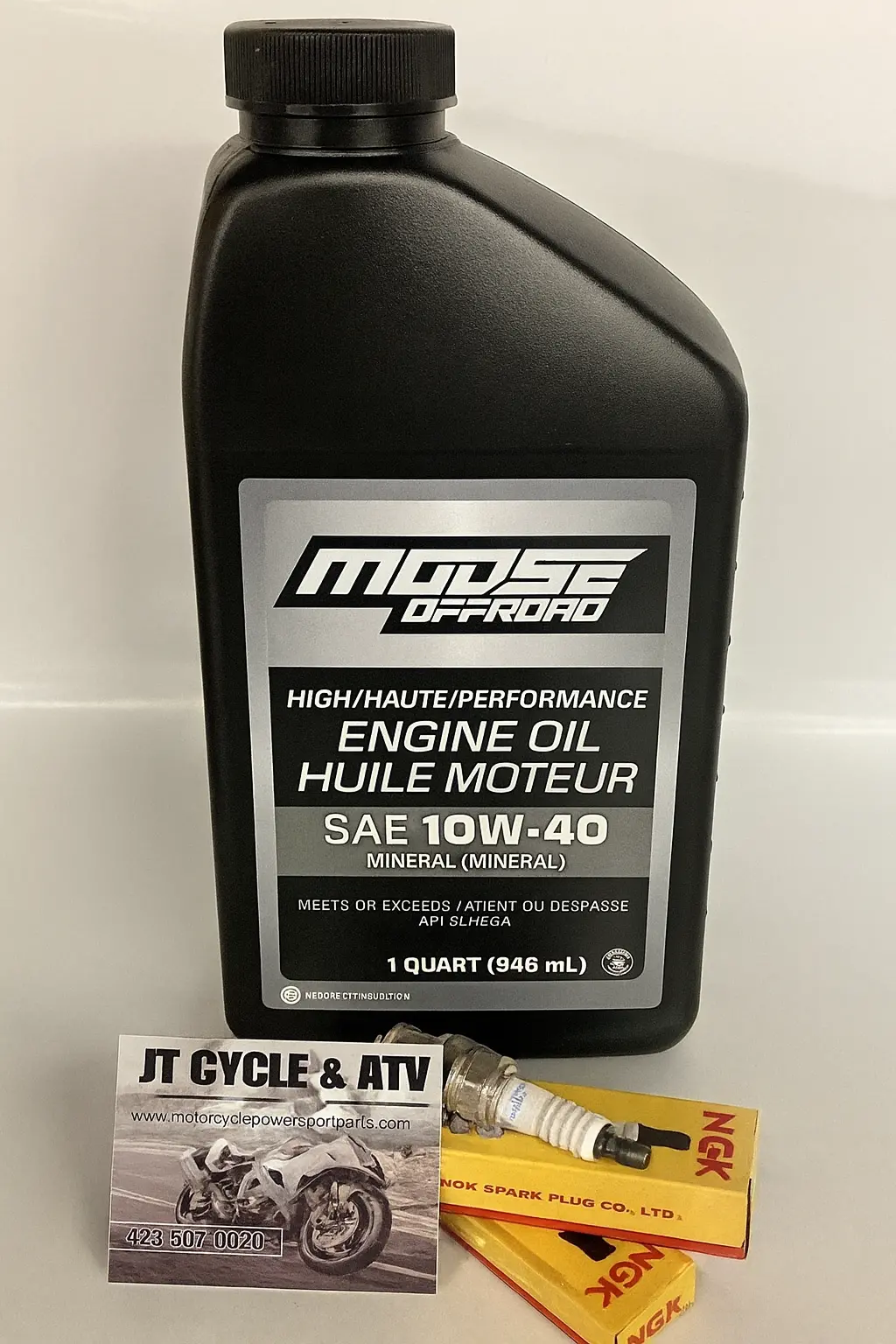 Honda Trx90 Sportrax Oil Change Tune‑Up Kit – Moose Offroad 10W‑40 + 2 Ngk Cr7hsa Spark Plugs – Fits 1993‑Up 1