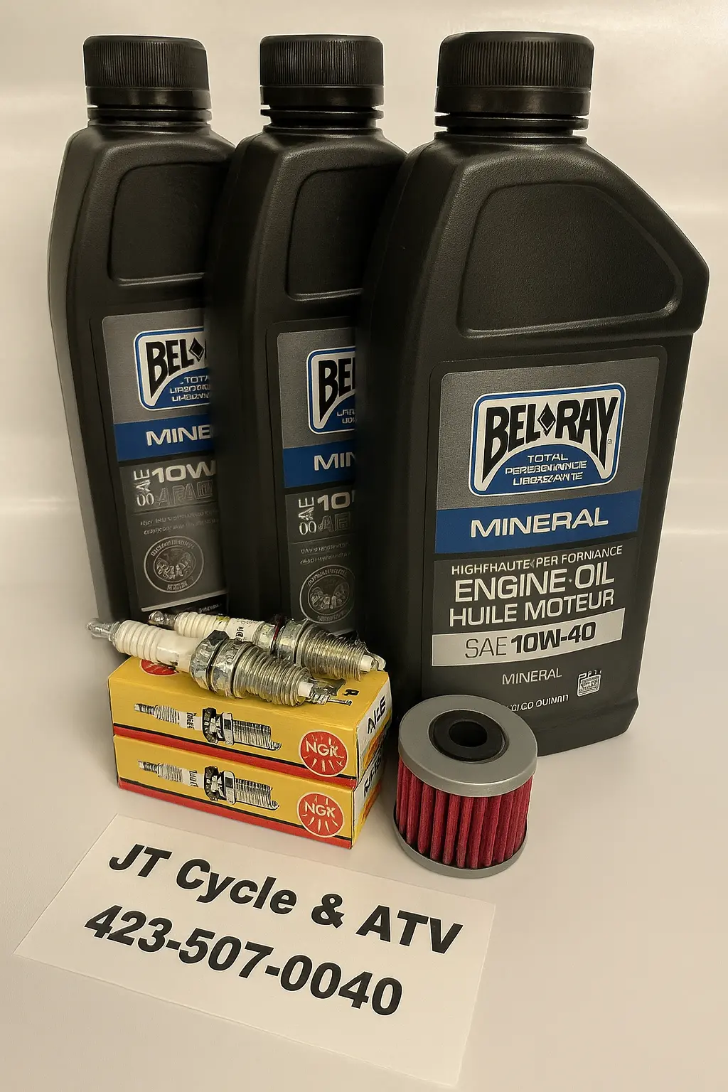 Yamaha Virago 535 Xv535 Oil Change & Tune‑Up Kit – Fits 1987‑Up – Bel‑Ray Mc‑4T 10W‑40, Oil Filter & Ngk Bpr7es Plugs 1