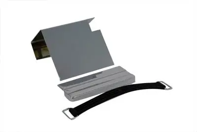 Battery Cover Kit Top, Side & Rubber Battery Strap Chrome Smooth Fits Harley Xl 1979 1