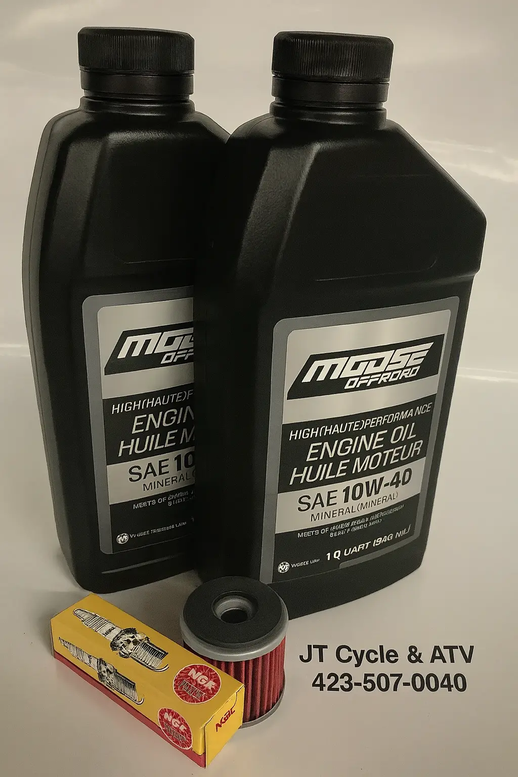 Yamaha Yfz450r / Yfz450x Oil Change & Tune‑Up Kit – Fits 2007‑2020 – Moose Offroad 10W‑40, Hiflo Filter & Ngk Cr8e Plug 1