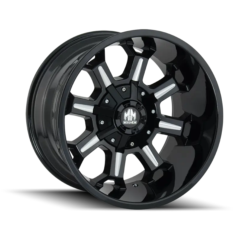 Mayhem 8105 Combat Forged Wheel – 18X9 Inches, 5X114.3 Bolt Pattern, -12Mm Offset, 87Mm Hub Bore, Black With Milled Spokes 1