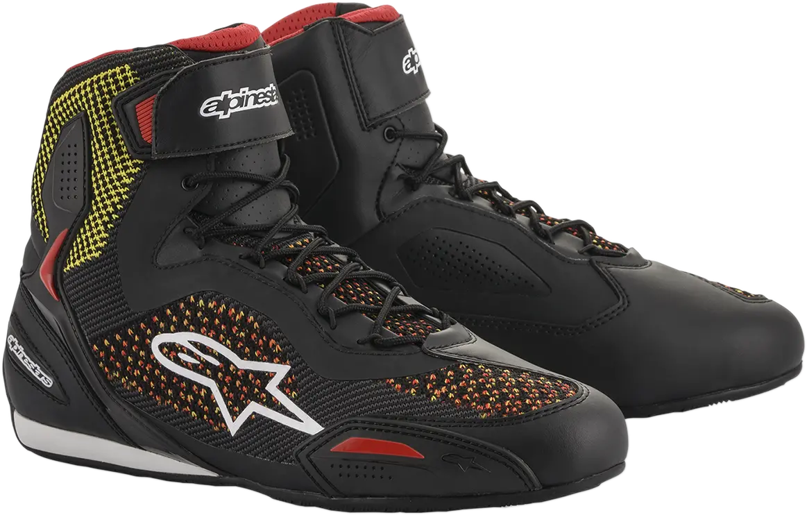 Alpinestars Faster-3 Rideknit Motorcycle Shoes – Black/Red/Yellow, Us Size 8 1