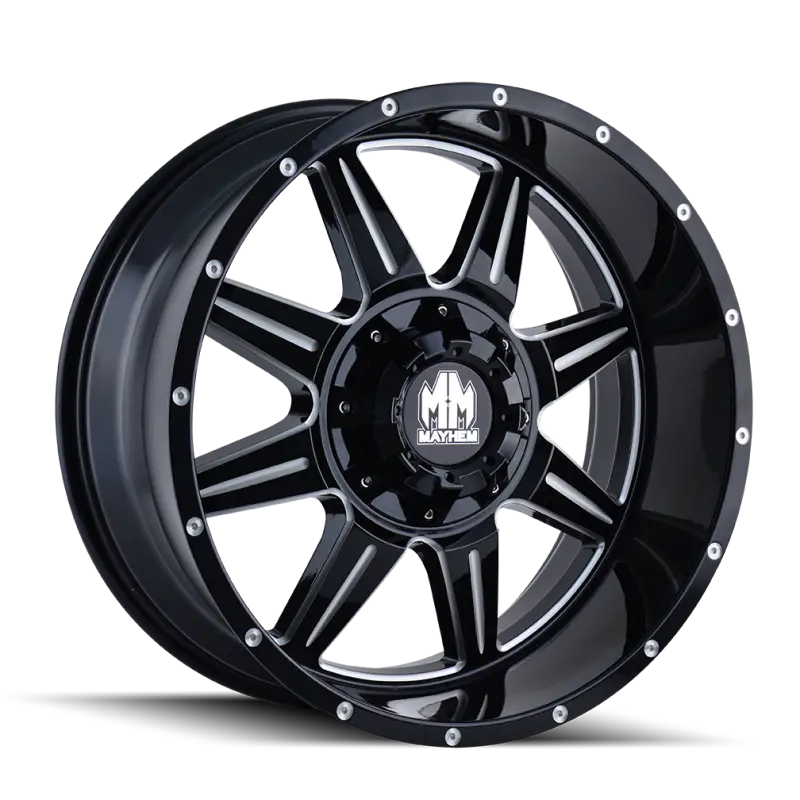Mayhem Monstir Forged Wheel – 18X9, 8X165.1 Bolt Pattern, -12Mm Offset, 130.8Mm Hub Bore, Black W/ Milled Spokes 1