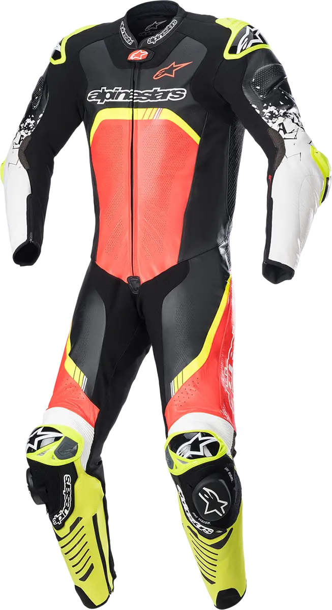 Alpinestars Gp Tech V4 Racing Suit – Black/Red & Yellow Fluorescent, Size Us 44 / Eu 54 1