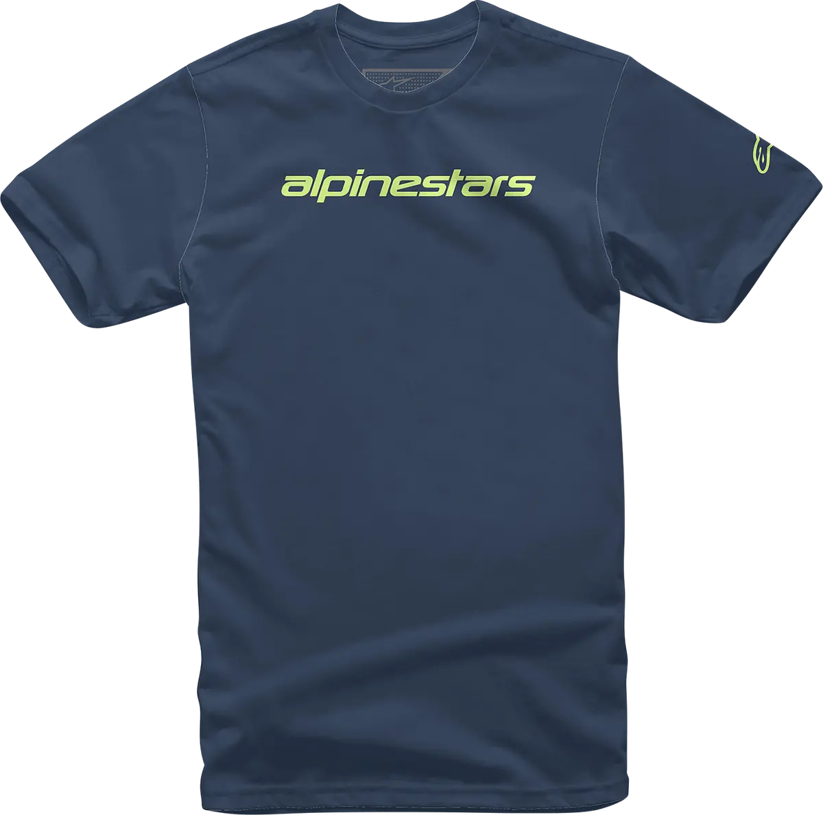 Alpinestars Linear Wordmark T-Shirt - Navy/Lime - Large 1212-720207036L 1