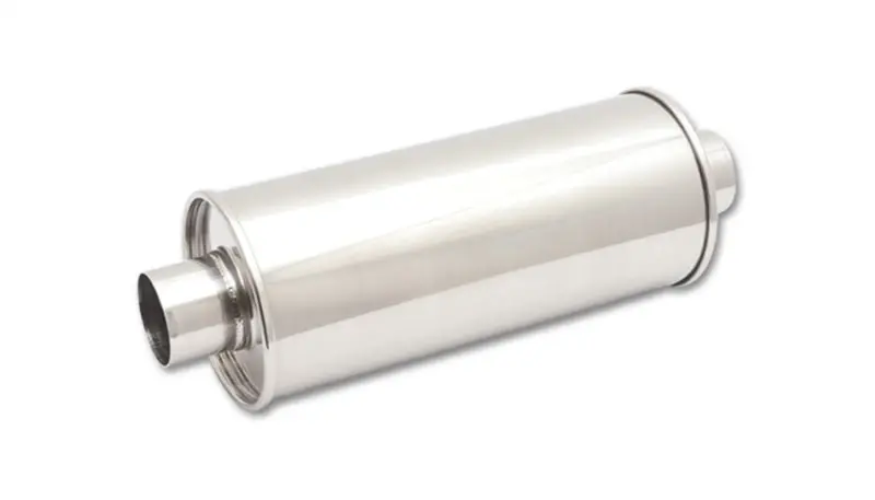 Vibrant Streetpower Round Muffler – 5" × 9" × 14", 2.25" Inlet/Outlet, Center-Center Configuration 1