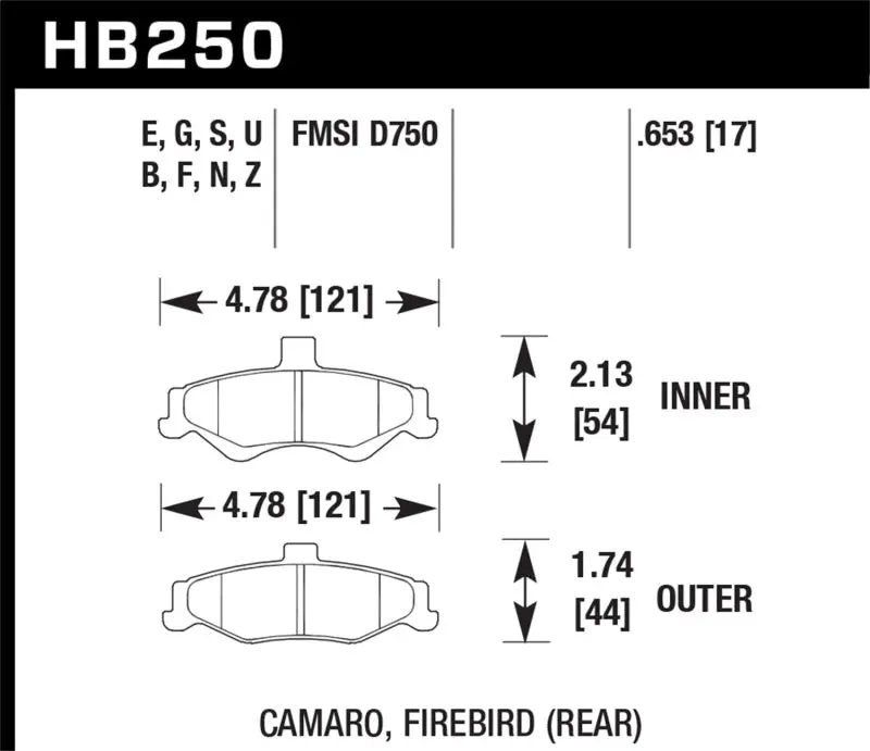 Hawk Hps Street Rear Brake Pads For 1998–2002 Camaro & Firebird (3.8L/5.7L V6/V8) 1
