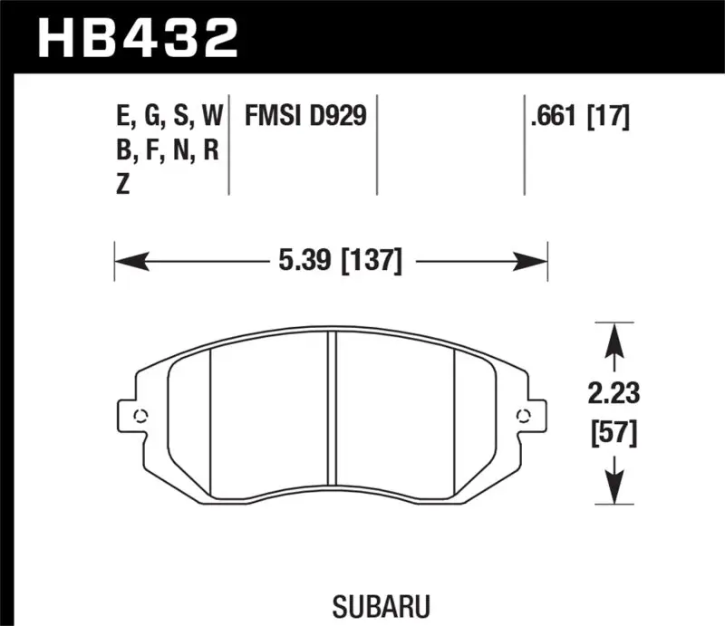 Hawk Hp+ Street Front Brake Pads – Compatible With 2003–2005 & 2008 Subaru Wrx Models 1