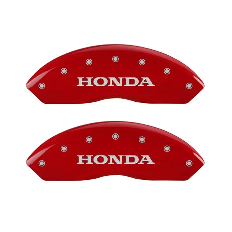 Mgp 4-Piston Caliper Covers – Engraved Honda Front & Rear Logo, Red Finish With Silver Chrome 1