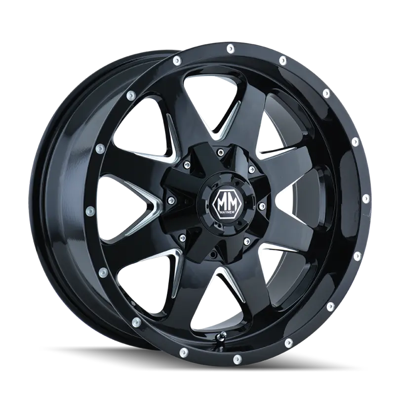 Mayhem 8040 Drag Wheel – 17X9, 5X114.3, +18Mm Offset, 87Mm Center Bore, Black W/ Milled Spokes 1