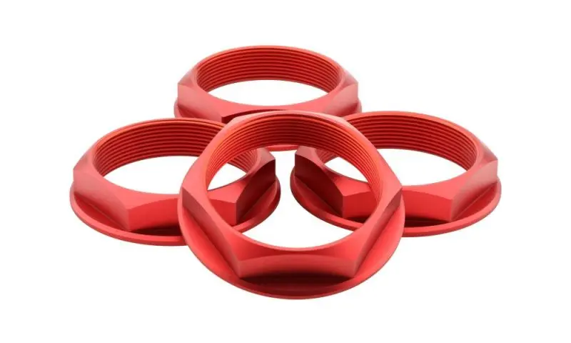 Fifteen52 Super Touring Hex Nut Kit — Set Of Four, Anodized Red Finish (Chicane/Podium Style) 1