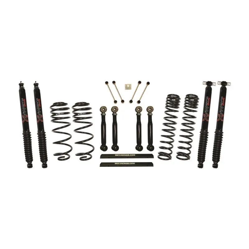 Skyjacker 4-Inch D-Rated Long-Travel Lift Kit For 2003–2006 Jeep Tj With Adjustable Flex Links And Black Max Shocks 1